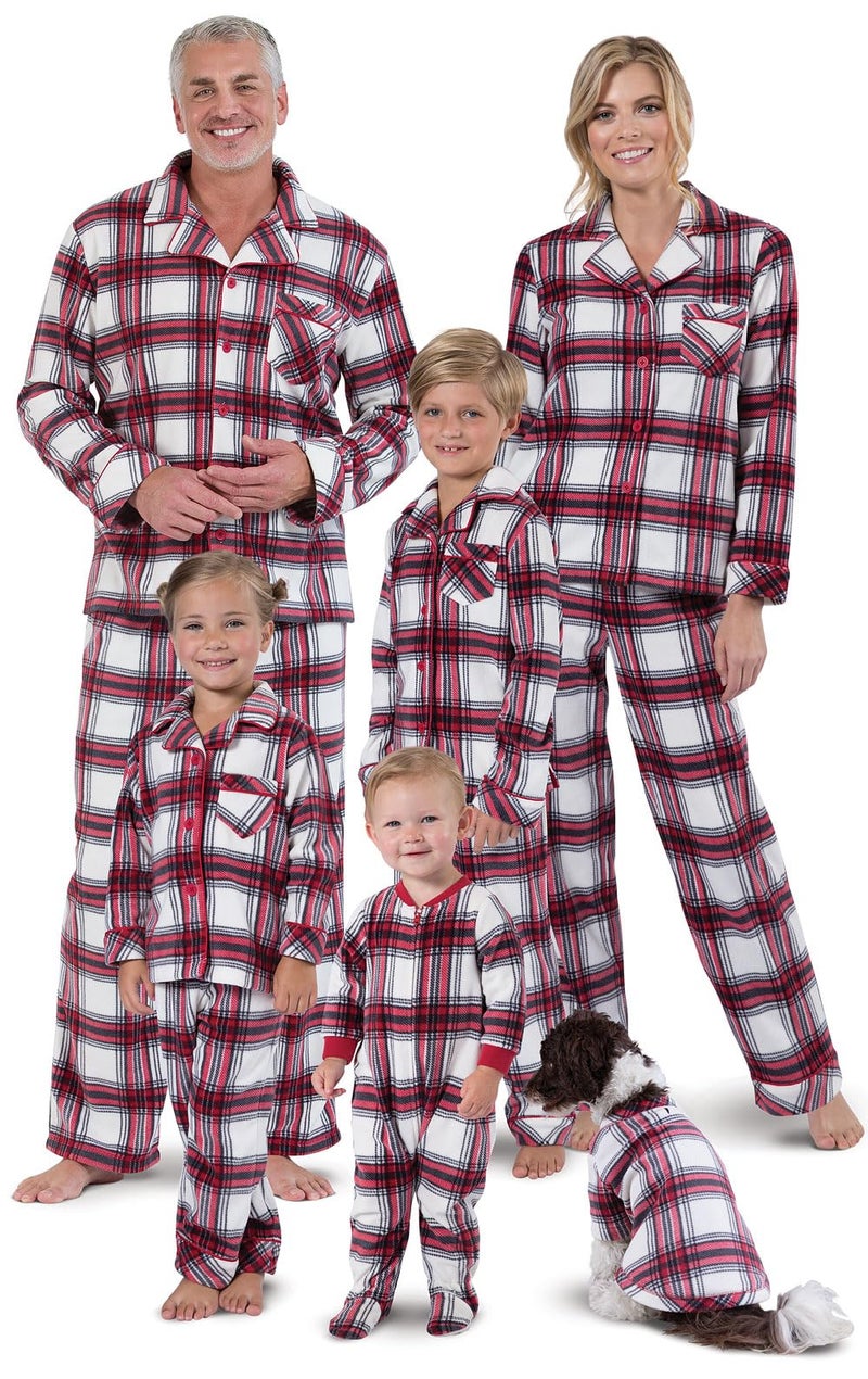 PajamaGram Christmas Pajamas For Family, Fireside Plaid, Men's MD Red - Image 1
